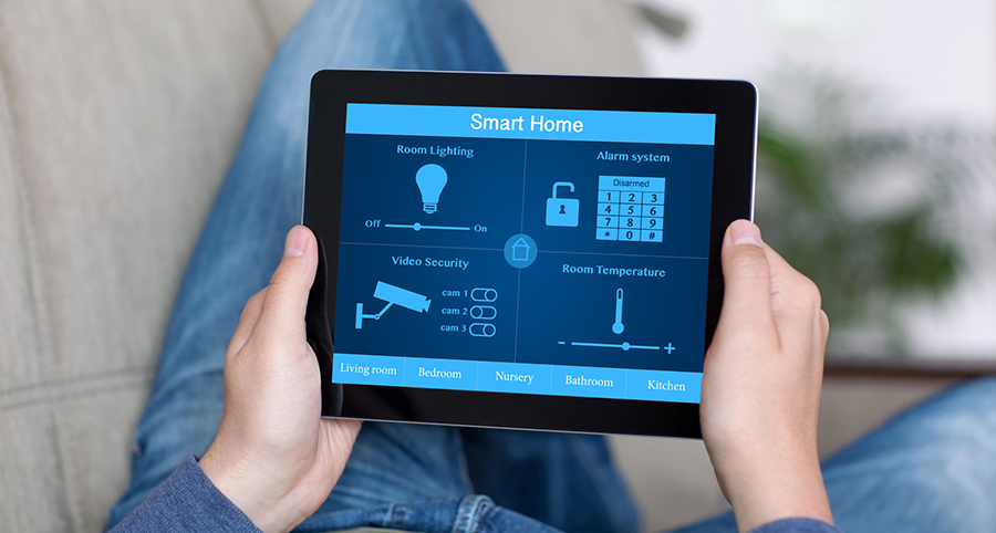 The ability to access and control security components from a mobile device is one of the top smart home trends in Tyler. Close-up of smart home security app.
